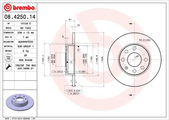 Brembo 08.4250.14 - Jarrulevy inparts.fi