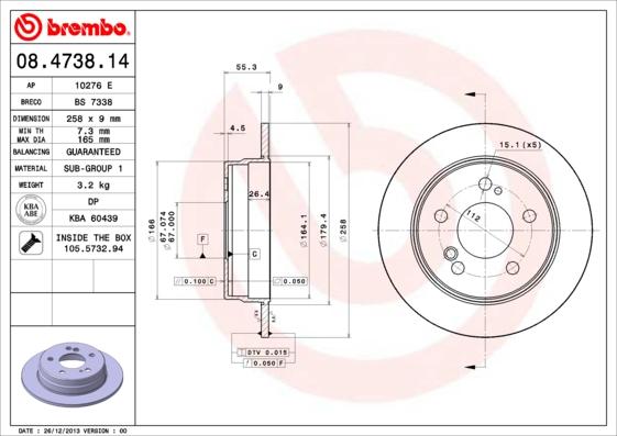 Brembo 08.4738.14 - Jarrulevy inparts.fi