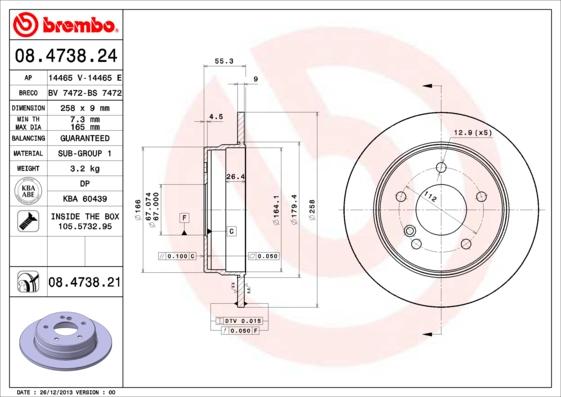 Brembo 08.4738.21 - Jarrulevy inparts.fi