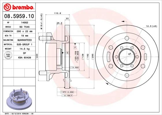 Brembo 08.5959.10 - Jarrulevy inparts.fi