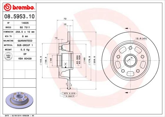 Brembo 08.5953.10 - Jarrulevy inparts.fi