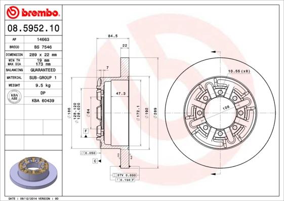 Brembo 08.5952.10 - Jarrulevy inparts.fi