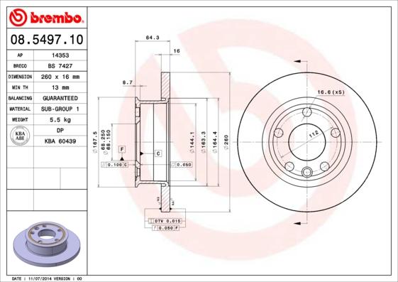 Brembo 08.5497.10 - Jarrulevy inparts.fi