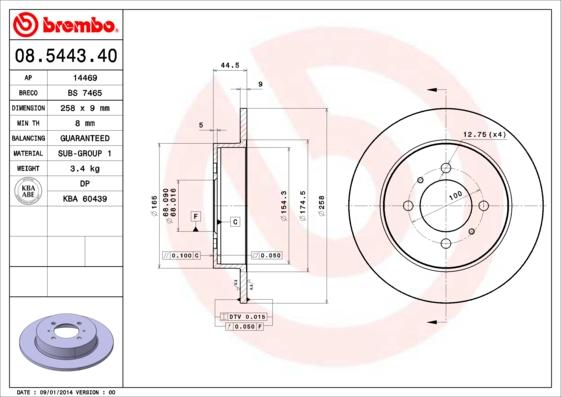 Brembo 08.5443.40 - Jarrulevy inparts.fi