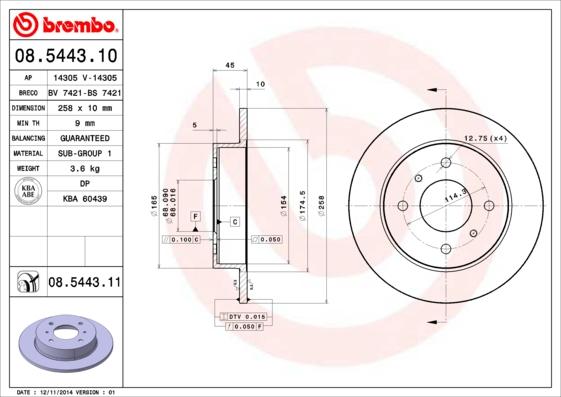 Brembo 08.5443.10 - Jarrulevy inparts.fi