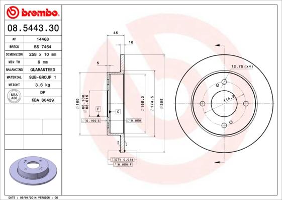 Brembo 08.5443.30 - Jarrulevy inparts.fi