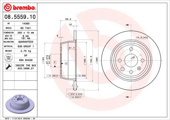 Brembo 08.5559.10 - Jarrulevy inparts.fi