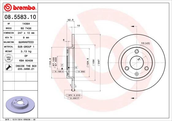 Brembo 08.5583.10 - Jarrulevy inparts.fi