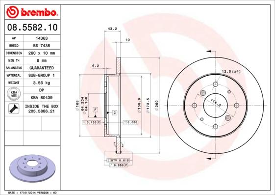 Brembo 08.5582.10 - Jarrulevy inparts.fi