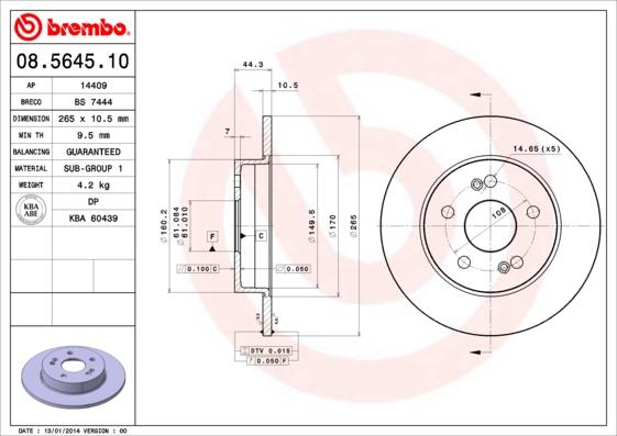 Brembo 08.5645.10 - Jarrulevy inparts.fi