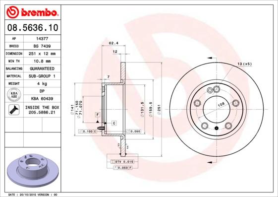 Brembo 08.5636.10 - Jarrulevy inparts.fi