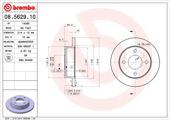 Brembo 08.5629.10 - Jarrulevy inparts.fi