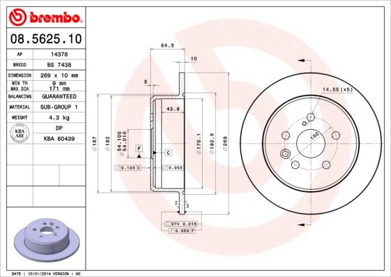 Brembo 08.5625.10 - Jarrulevy inparts.fi