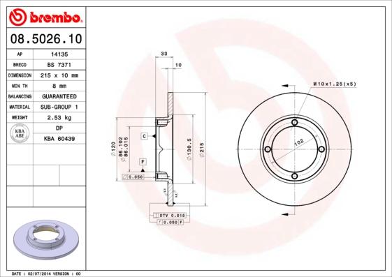 Brembo 08.5026.10 - Jarrulevy inparts.fi