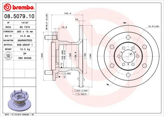 Brembo 08.5079.10 - Jarrulevy inparts.fi