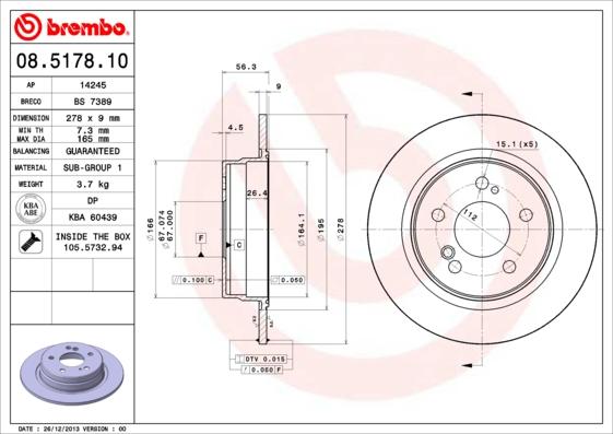 Brembo 08.5178.10 - Jarrulevy inparts.fi