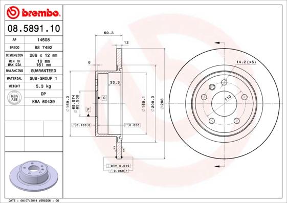 Brembo 08.5891.10 - Jarrulevy inparts.fi