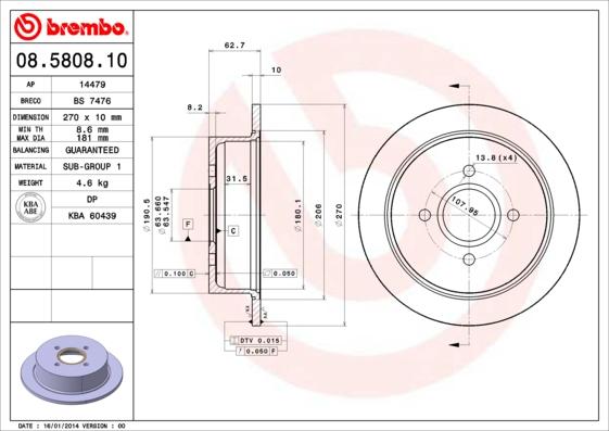 Brembo 08.5808.10 - Jarrulevy inparts.fi