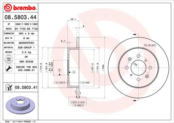 Brembo 08.5803.41 - Jarrulevy inparts.fi