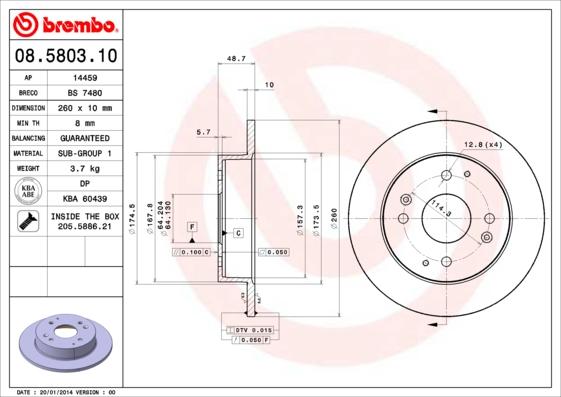 Brembo 08.5803.10 - Jarrulevy inparts.fi