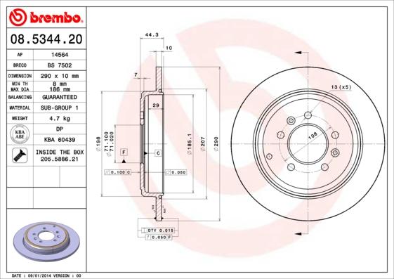 Brembo 08.5344.20 - Jarrulevy inparts.fi