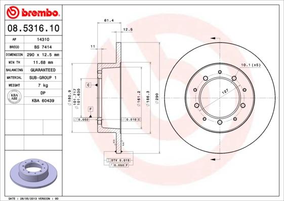 Brembo 08.5316.10 - Jarrulevy inparts.fi