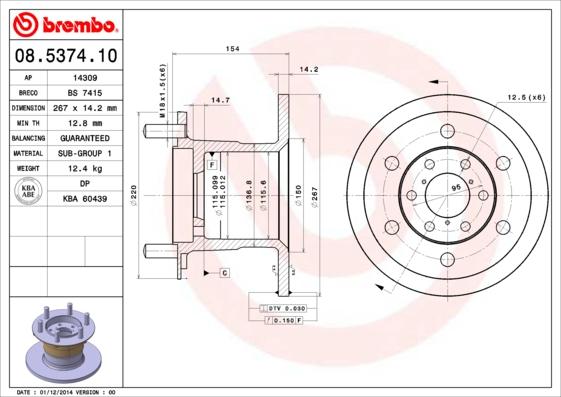 Brembo 08.5374.10 - Jarrulevy inparts.fi