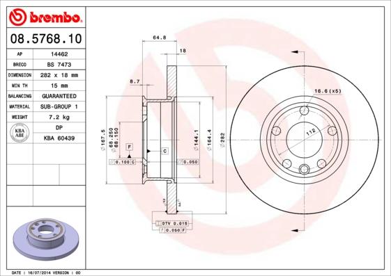 Brembo 08.5768.10 - Jarrulevy inparts.fi