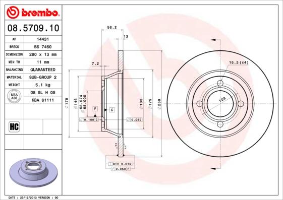 Brembo 08.5709.10 - Jarrulevy inparts.fi