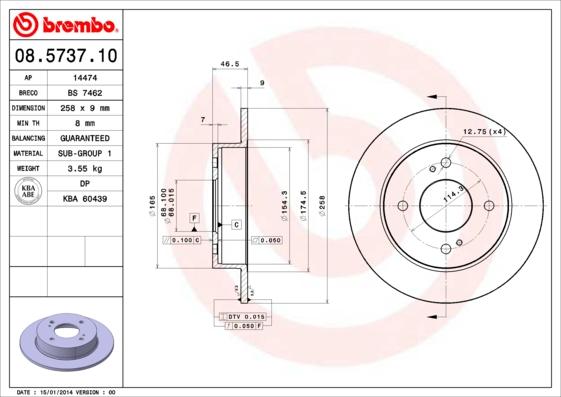 Brembo 08.5737.10 - Jarrulevy inparts.fi