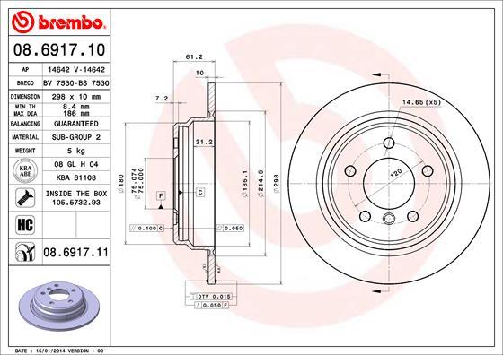 Brembo 08.6917.11 - Jarrulevy inparts.fi