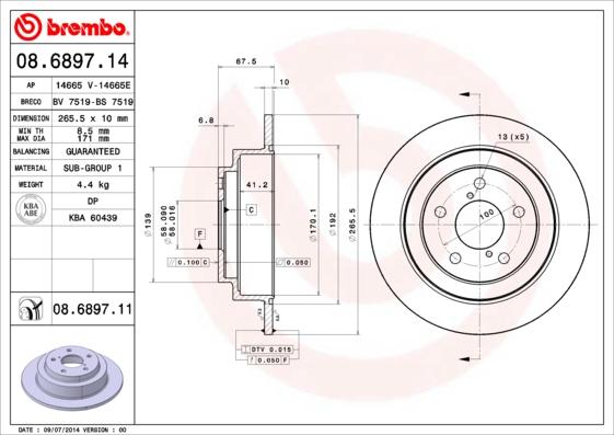 Brembo 08.6897.11 - Jarrulevy inparts.fi