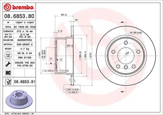 Brembo 08.6853.80 - Jarrulevy inparts.fi