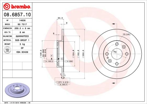 Brembo 08.6857.10 - Jarrulevy inparts.fi