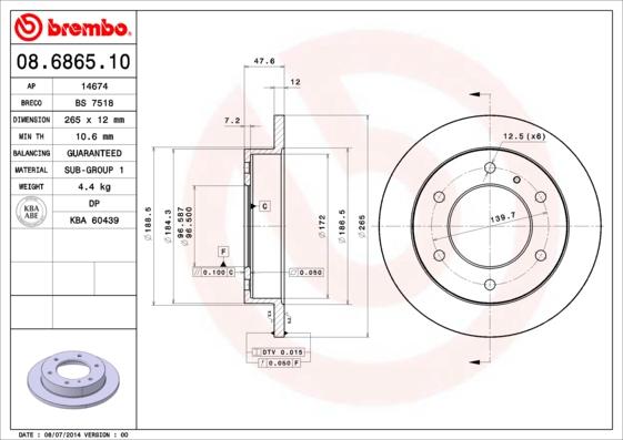 Brembo 08.6865.10 - Jarrulevy inparts.fi