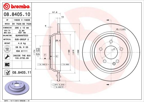 Brembo 08.8405.11 - Jarrulevy inparts.fi