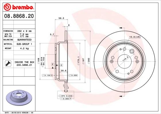 Brembo 08.8868.20 - Jarrulevy inparts.fi