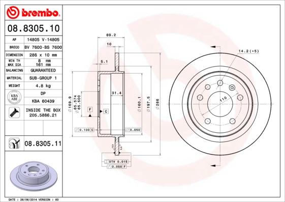 Brembo 08.8305.10 - Jarrulevy inparts.fi