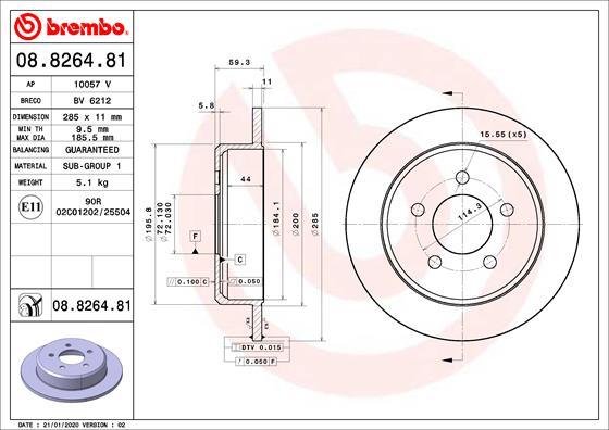 Brembo 08.8264.81 - Jarrulevy inparts.fi