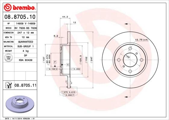 Brembo 08.8705.10 - Jarrulevy inparts.fi