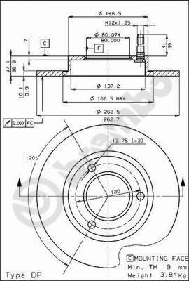 Brembo 08.3962.10 - Jarrulevy inparts.fi