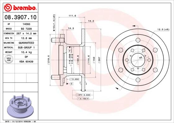 Brembo 08.3907.10 - Jarrulevy inparts.fi