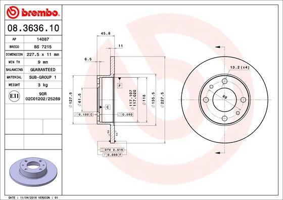 Brembo 08.3636.10 - Jarrulevy inparts.fi