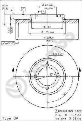 Brembo 08.3774.10 - Jarrulevy inparts.fi