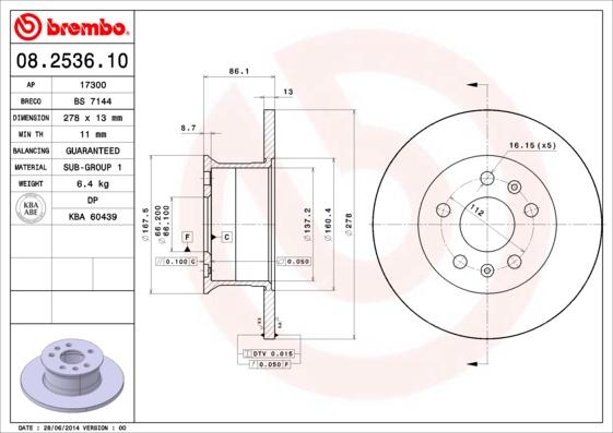 Brembo 08.2536.10 - Jarrulevy inparts.fi