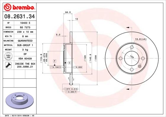 Brembo 08.2631.34 - Jarrulevy inparts.fi