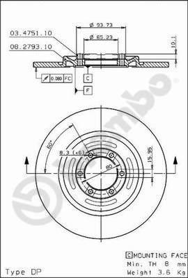 Brembo 08.2793.20 - Jarrulevy inparts.fi