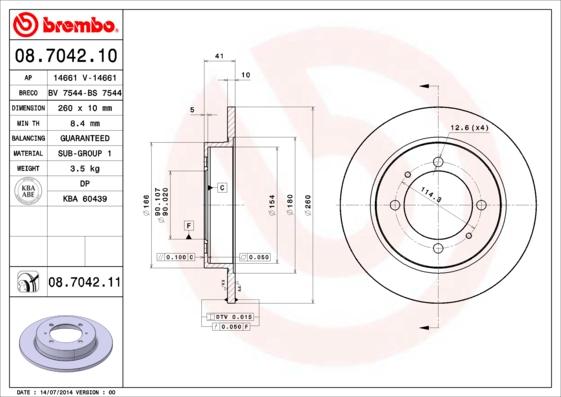 Brembo 08.7042.10 - Jarrulevy inparts.fi