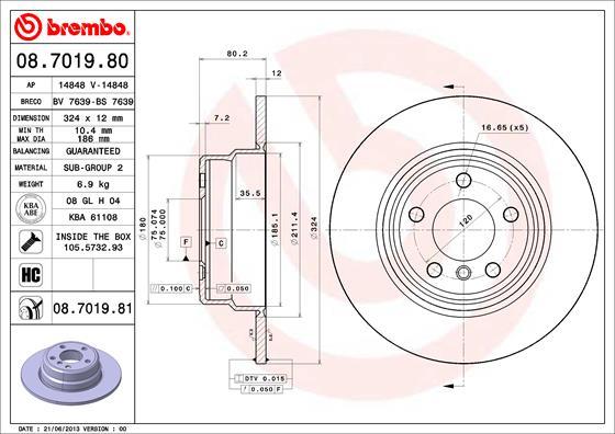 Brembo 08.7019.81 - Jarrulevy inparts.fi