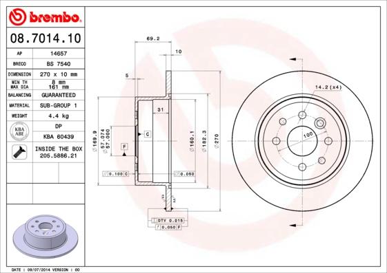 Brembo 08.7014.10 - Jarrulevy inparts.fi